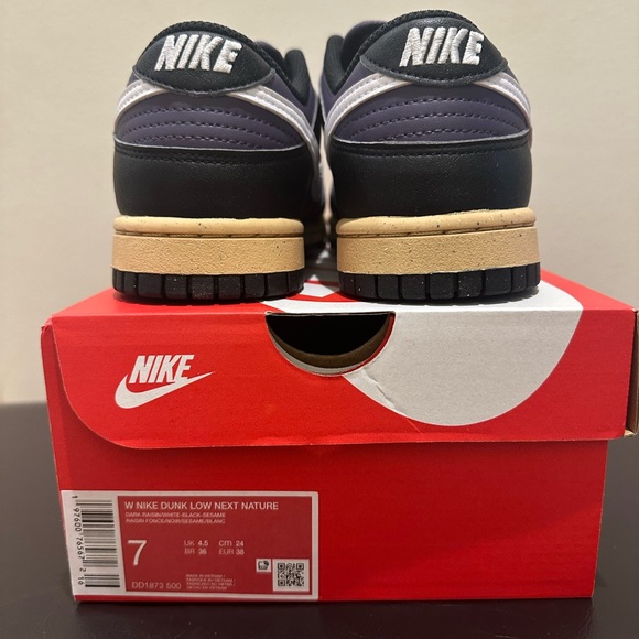 NIB Women Nike Dunk Low Next Nature DD1873 500  Dark Raisin/White/Black/Sesame - Picture 6 of 6